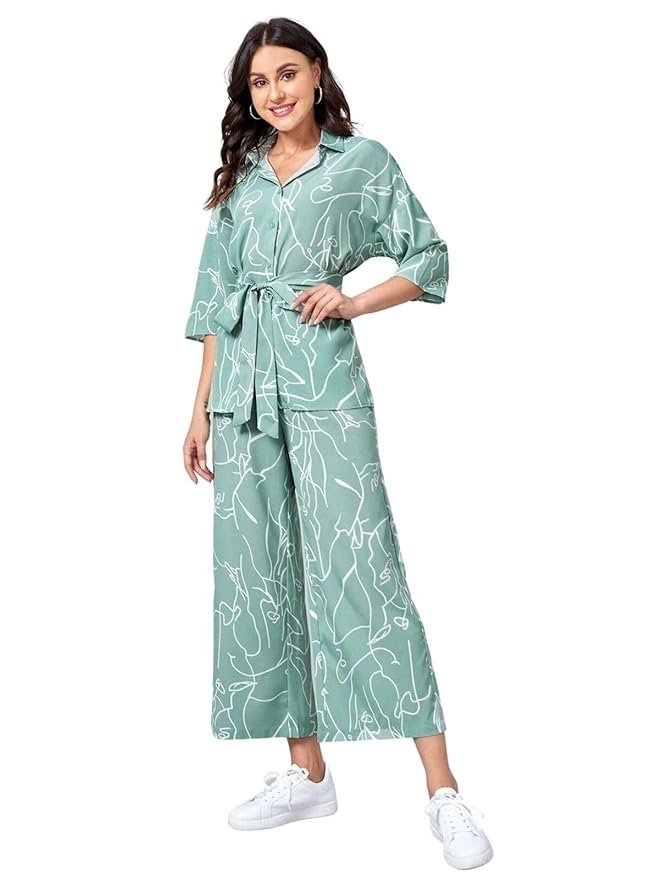 61rOLXOQ6QL._SY879_ Co Ord Set for Women | Co Ord Set for Women Stylish | Festive Co Ord Set for Women | Travel Co Ord Set for Women | Full Sleeve Women Co-ord set - Image 1