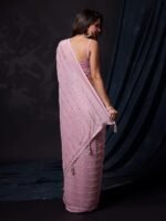 Women's Silk Sequins Embroidery Stripted Saree with Blouse Piece - Image 2